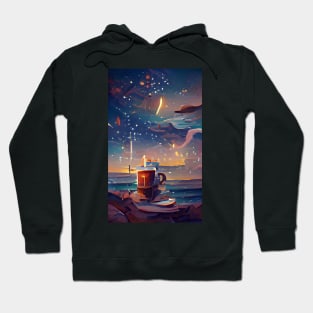 The Coffee Starry Teal ocean| Garland of stars Hoodie